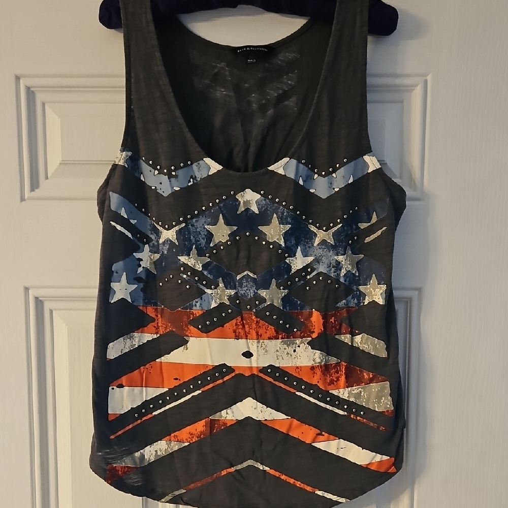 Rock & Republic Red and White Graphic Sleeveless Tank Top